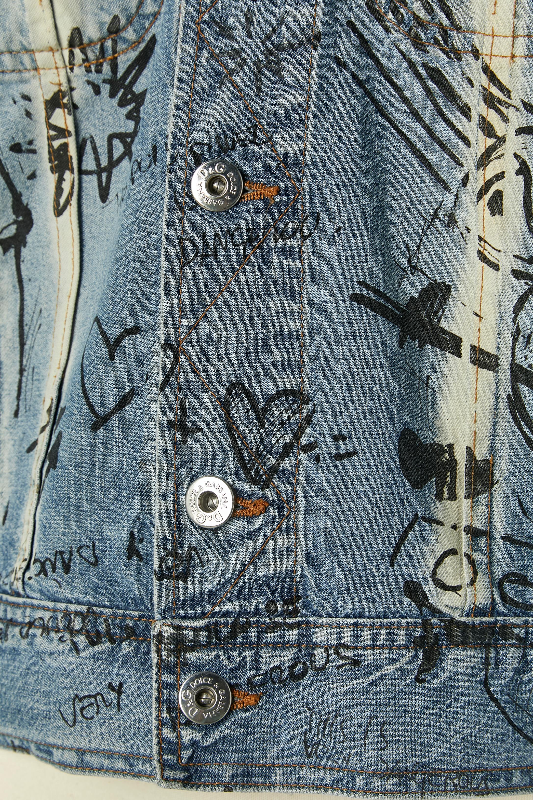 da uomo o donna Giacca in denim con motivo graffiti D&G by DOLCE & GABBANA in vendita