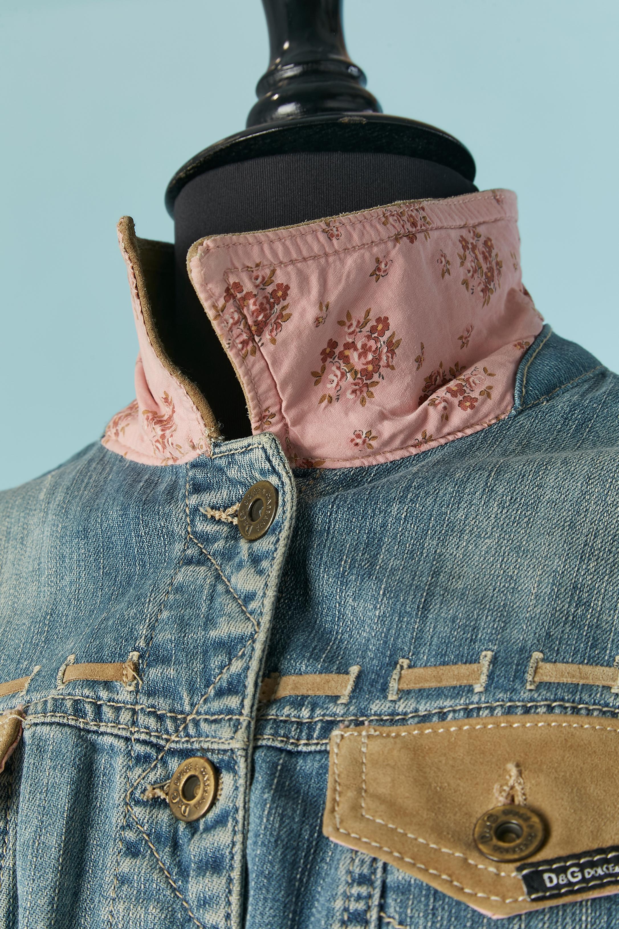 Gris Veste en jean avec détails en daim D.G. en vente