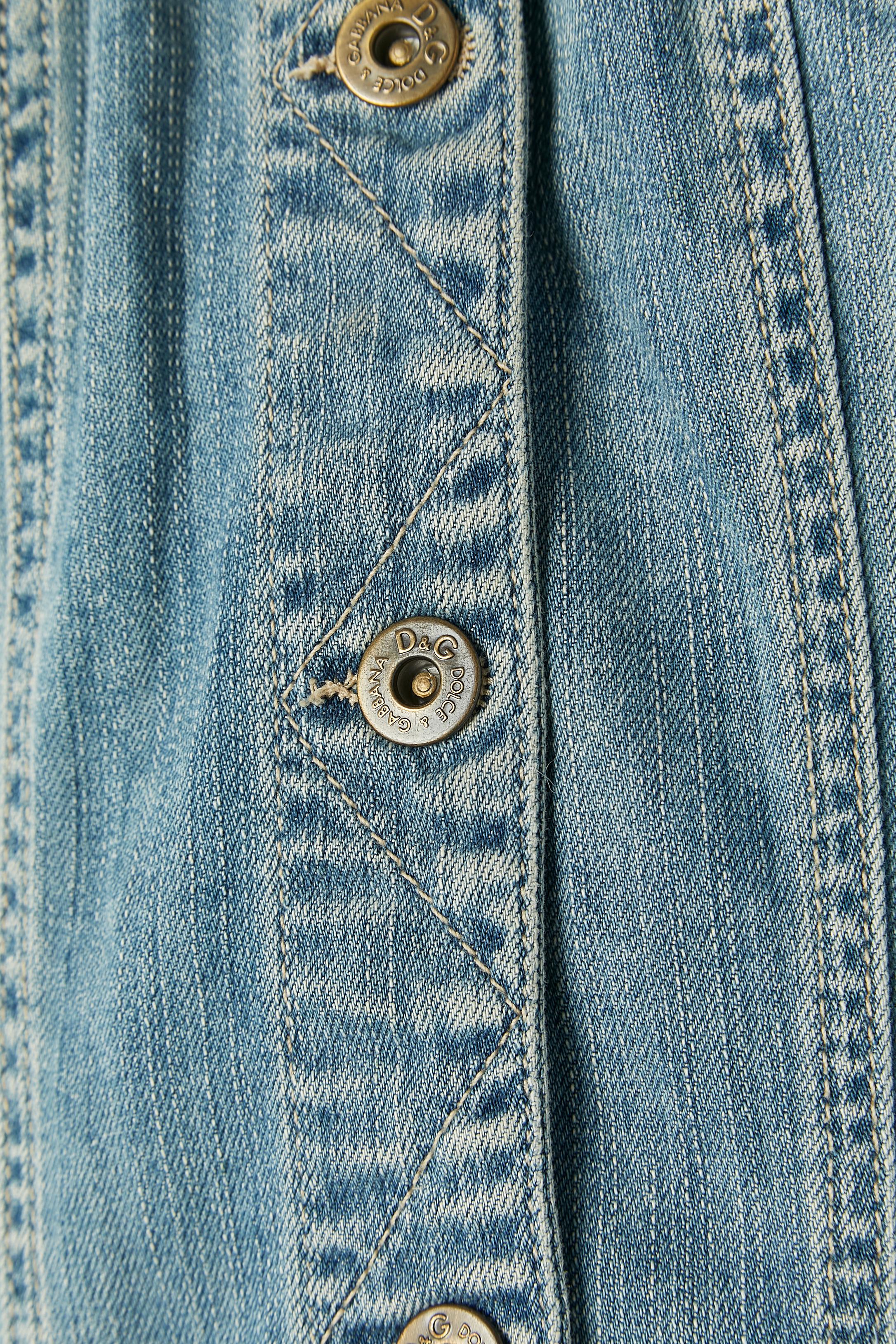 Veste en jean avec détails en daim D.G. Bon état - En vente à Saint-Ouen-Sur-Seine, FR