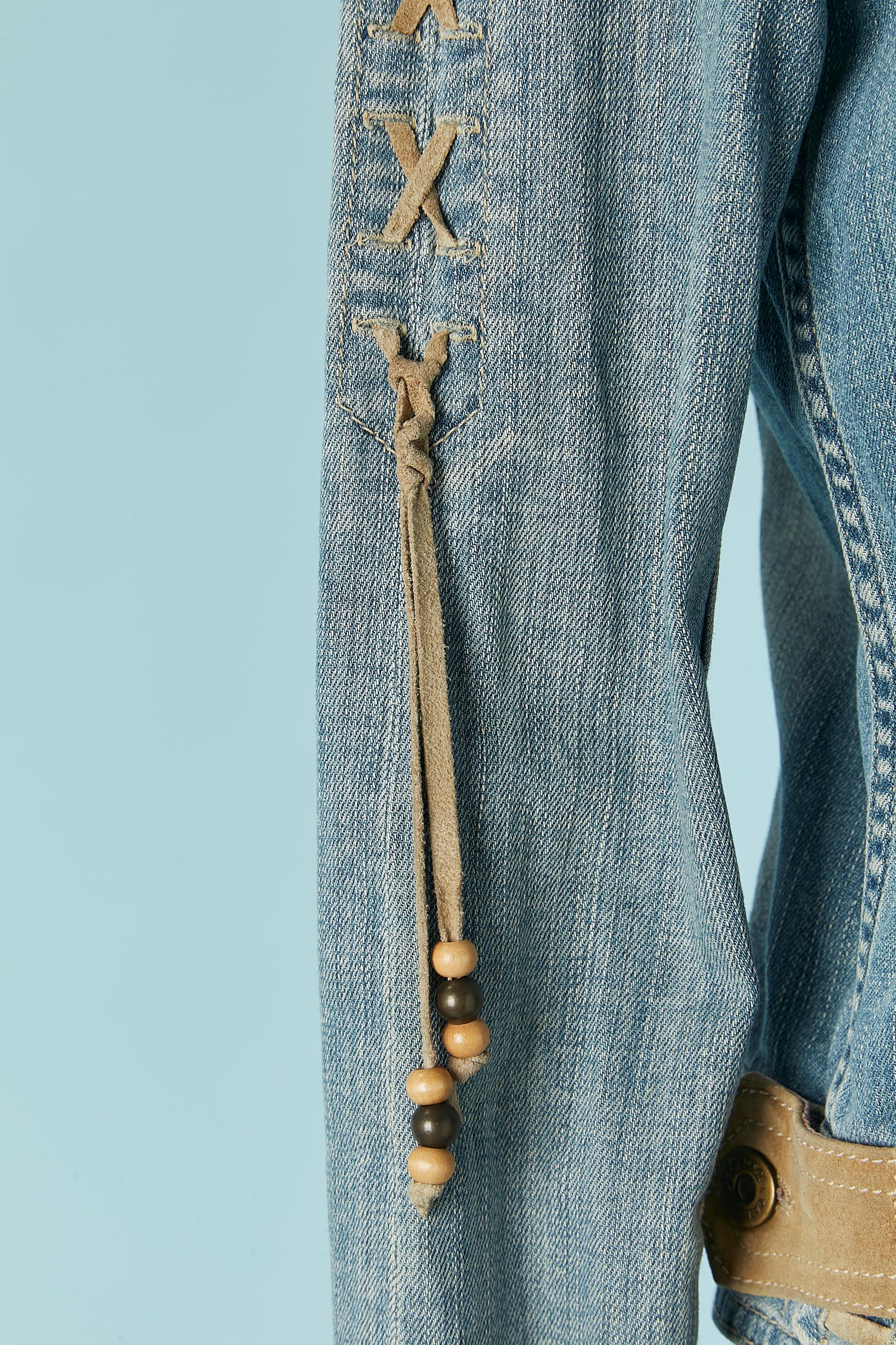 Veste en jean avec détails en daim D.G. Pour femmes en vente