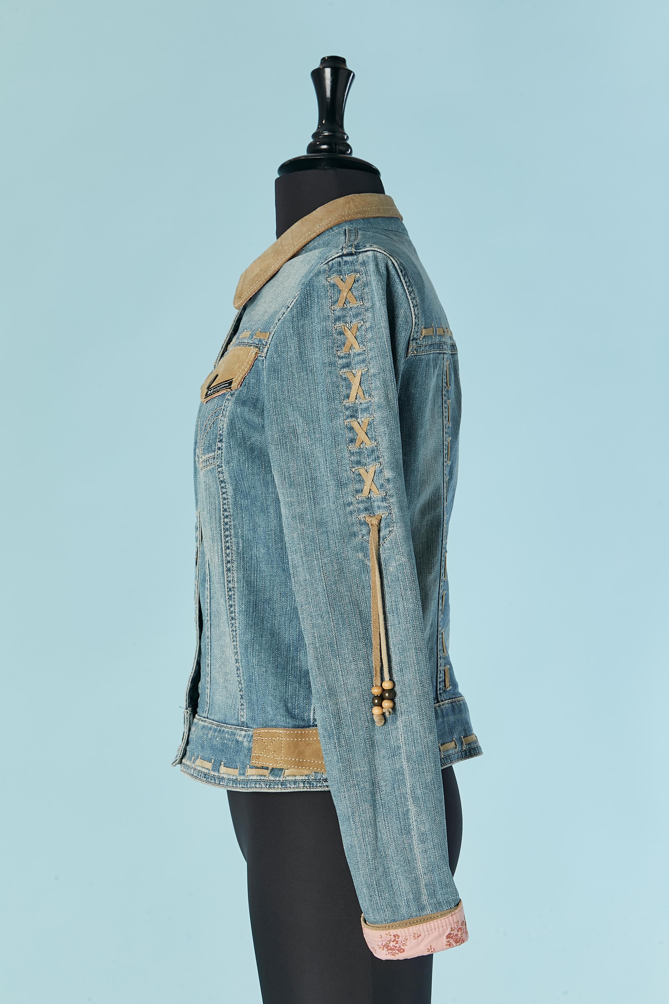 Veste en jean avec détails en daim D.G. en vente 1