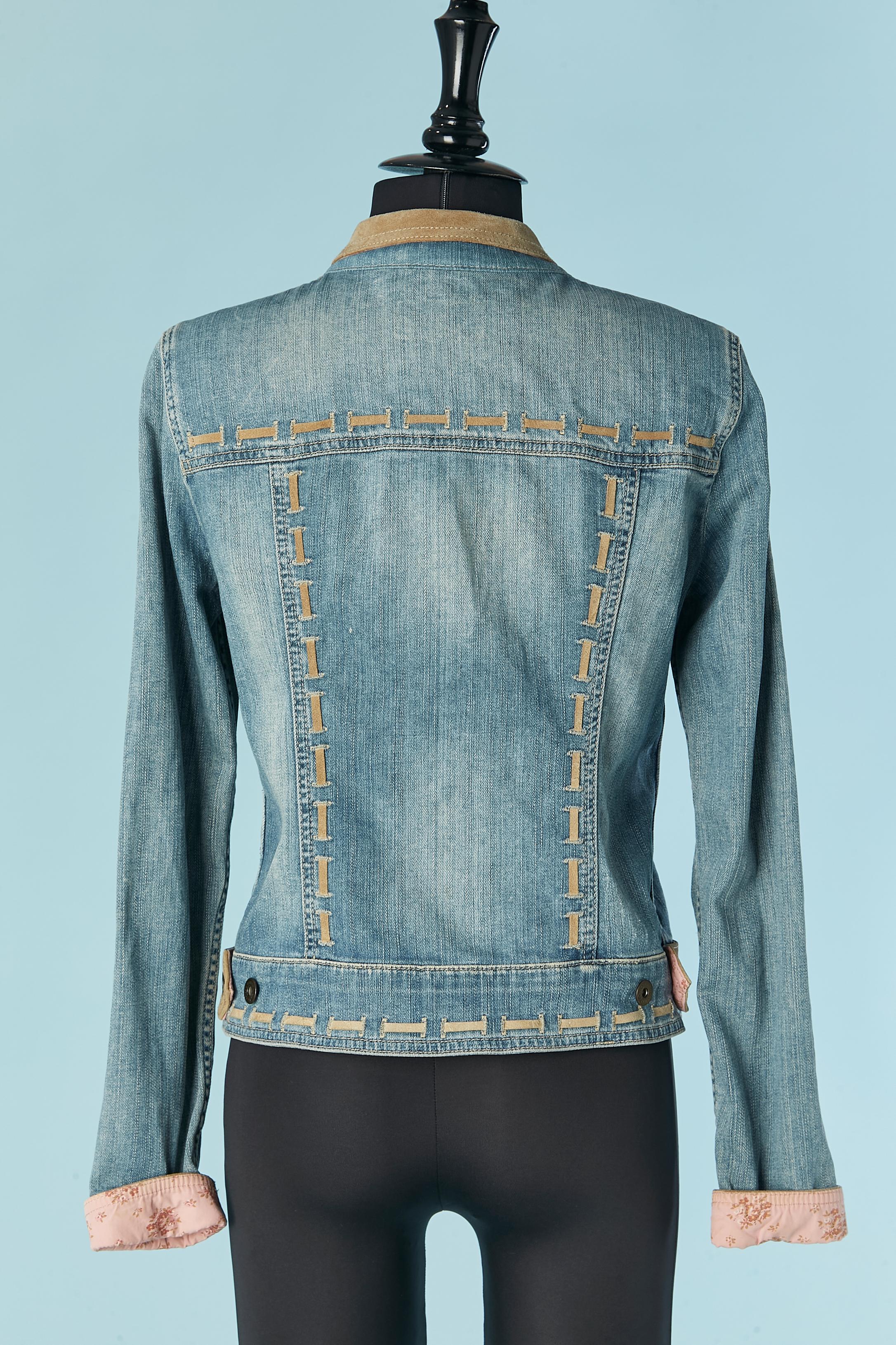 Veste en jean avec détails en daim D.G. en vente 2
