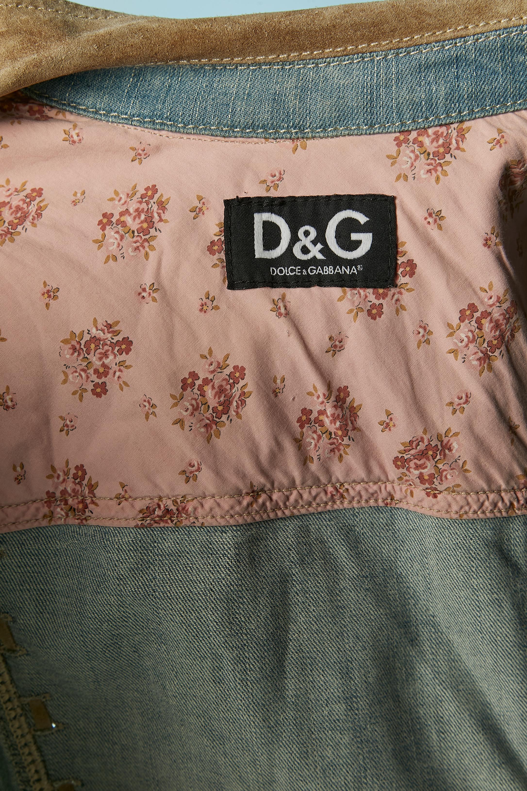 Veste en jean avec détails en daim D.G. en vente 3