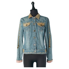 Denim jacket with suede details D&G