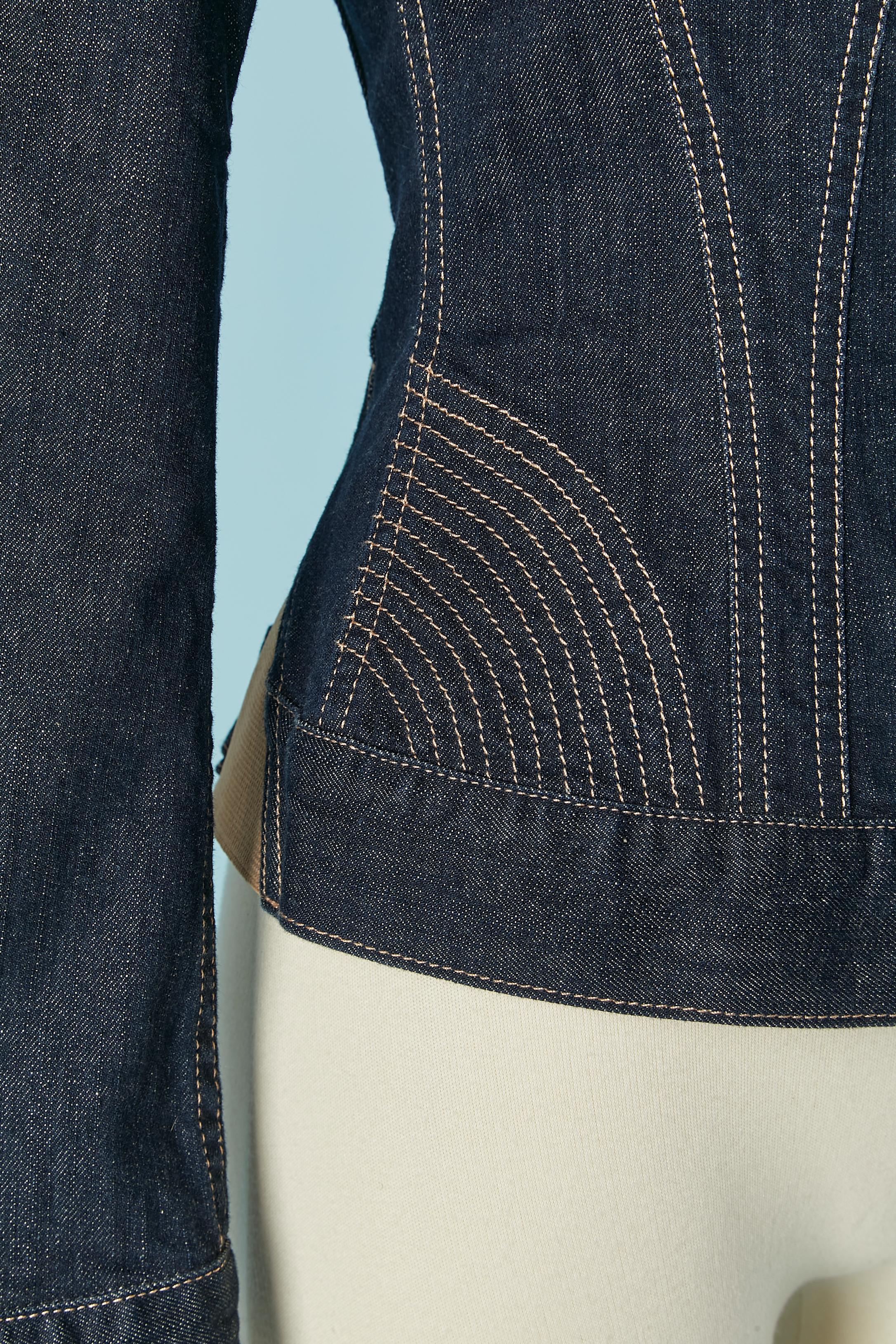 Denim jacket with top-stitched breast and hips LEVIS & JEAN-PAUL GAULTIER In Excellent Condition For Sale In Saint-Ouen-Sur-Seine, FR