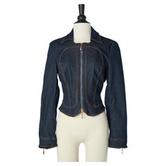 Denim jacket with zip in the front and laced in the back Roberto Cavalli 