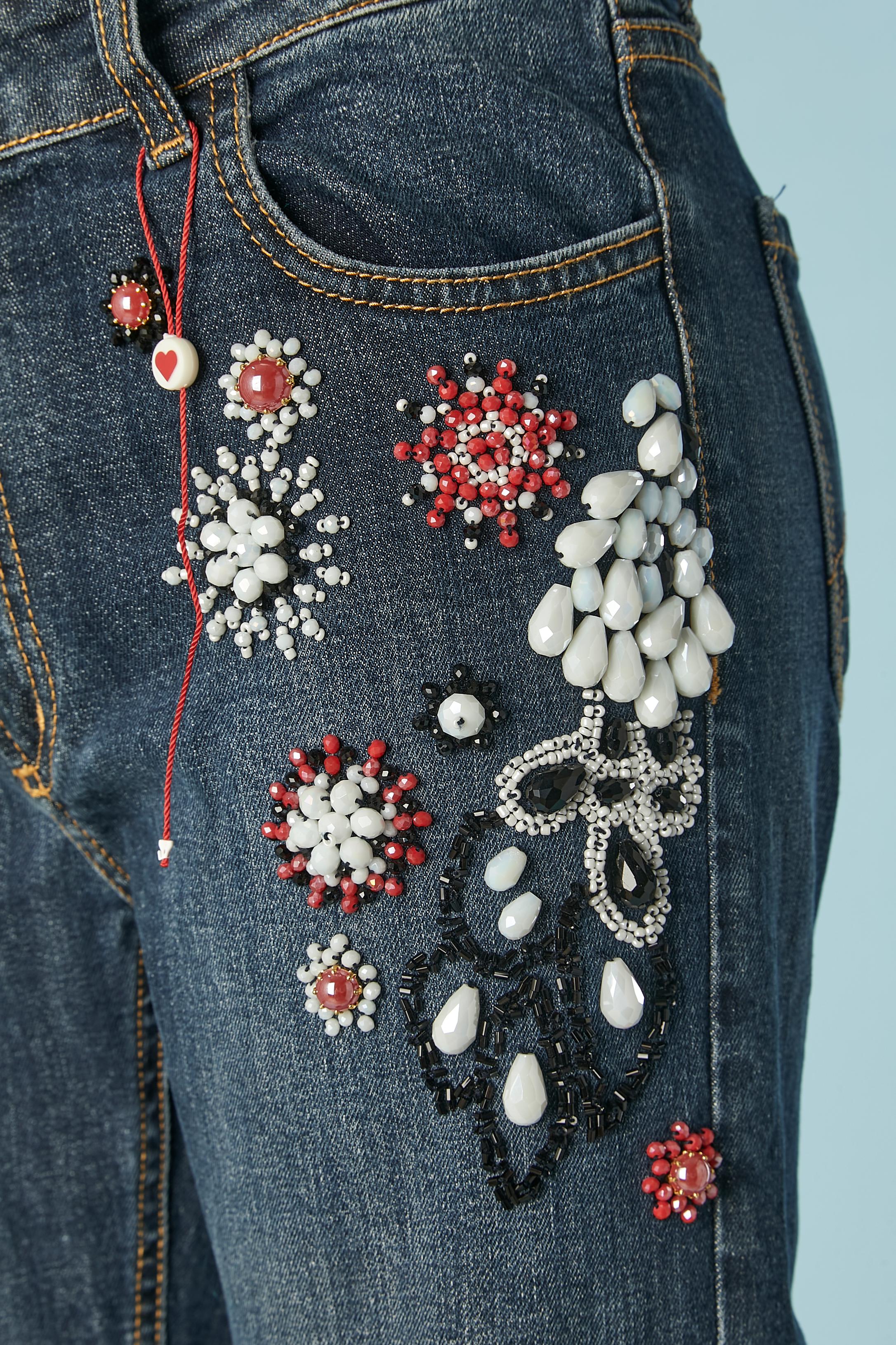 Denim jeans with beaded work Gai Mattiolo Love to Love NEW  For Sale 1