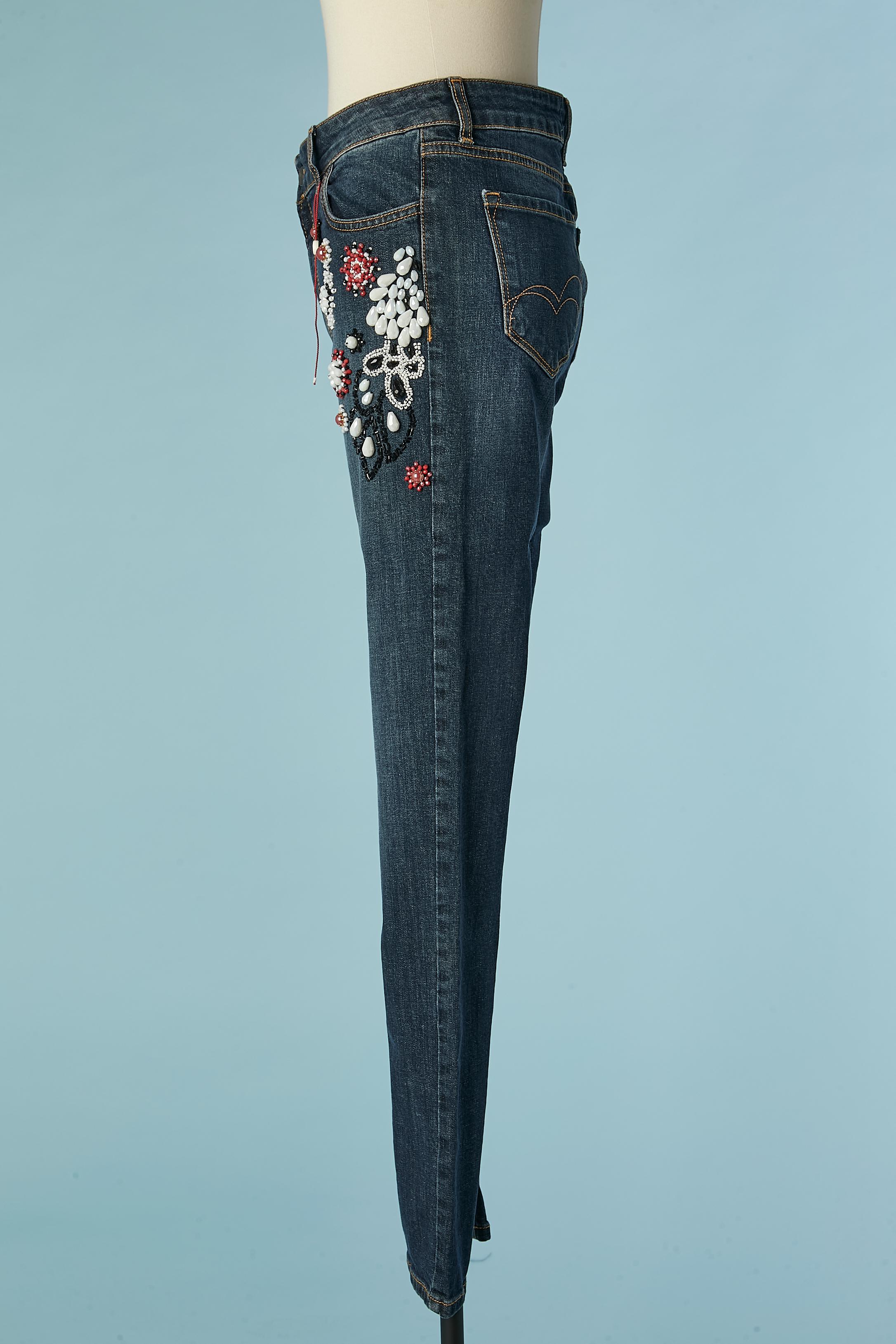 Denim jeans with beaded work Gai Mattiolo Love to Love NEW  For Sale 2