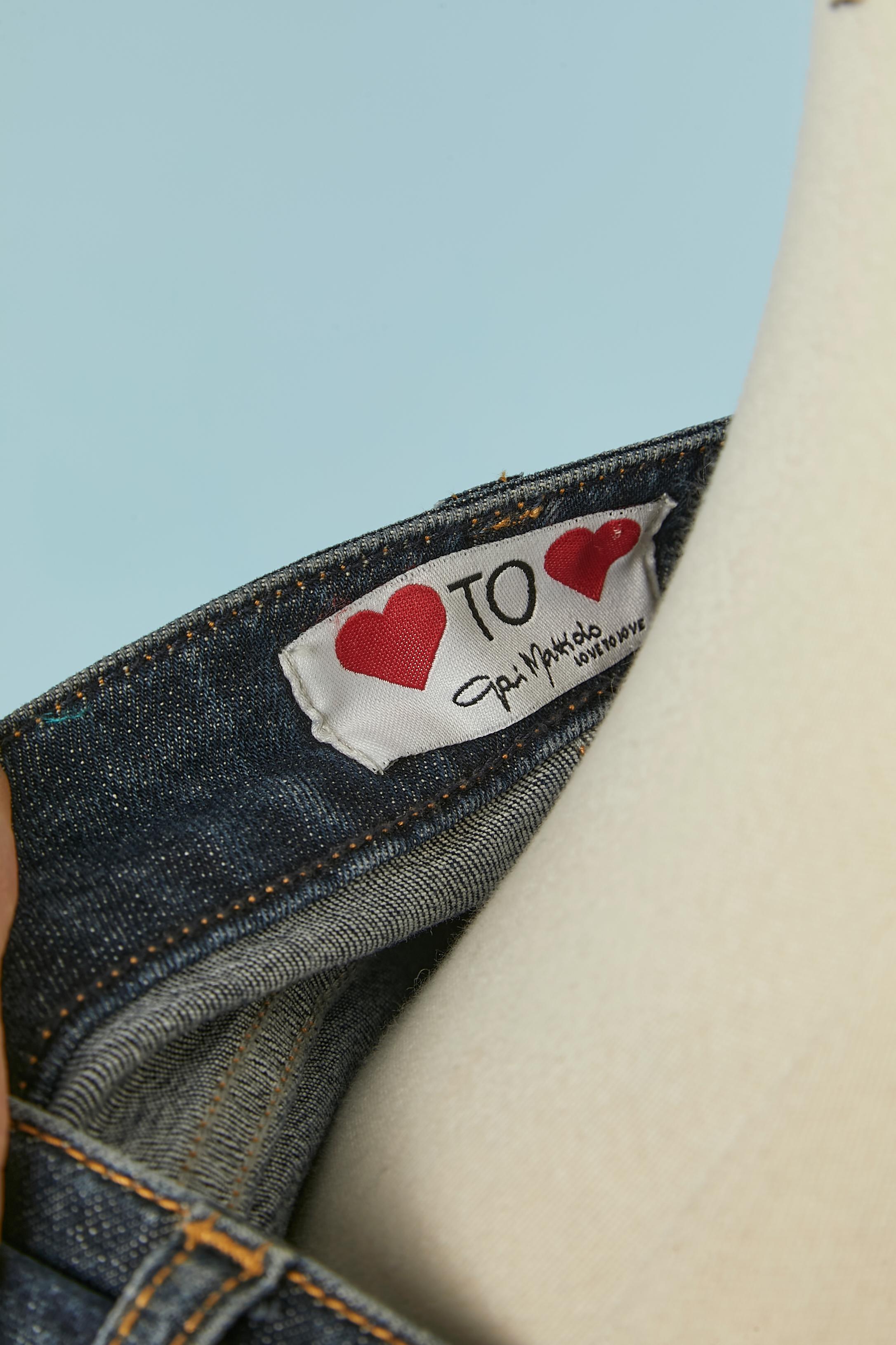 Denim-Jeans aus Denim mit Perlenarbeit Gai Mattiolo Love to Love NEU  im Angebot 4