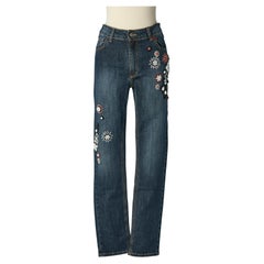 Denim jeans with beaded work Gai Mattiolo Love to Love NEW 