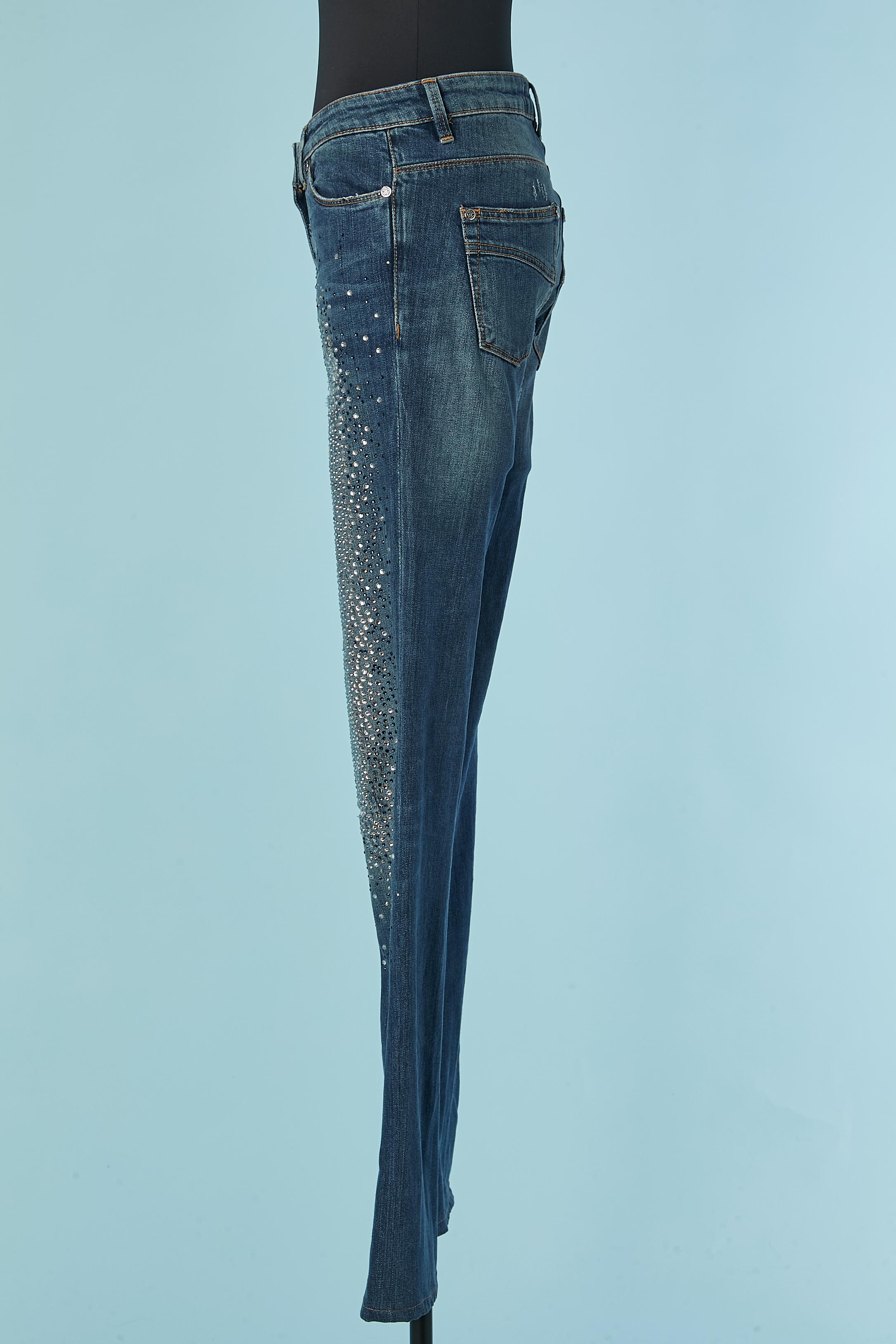Denim-Jeans aus Denim mit Strassverzierung Roberto Cavalli Damen im Angebot