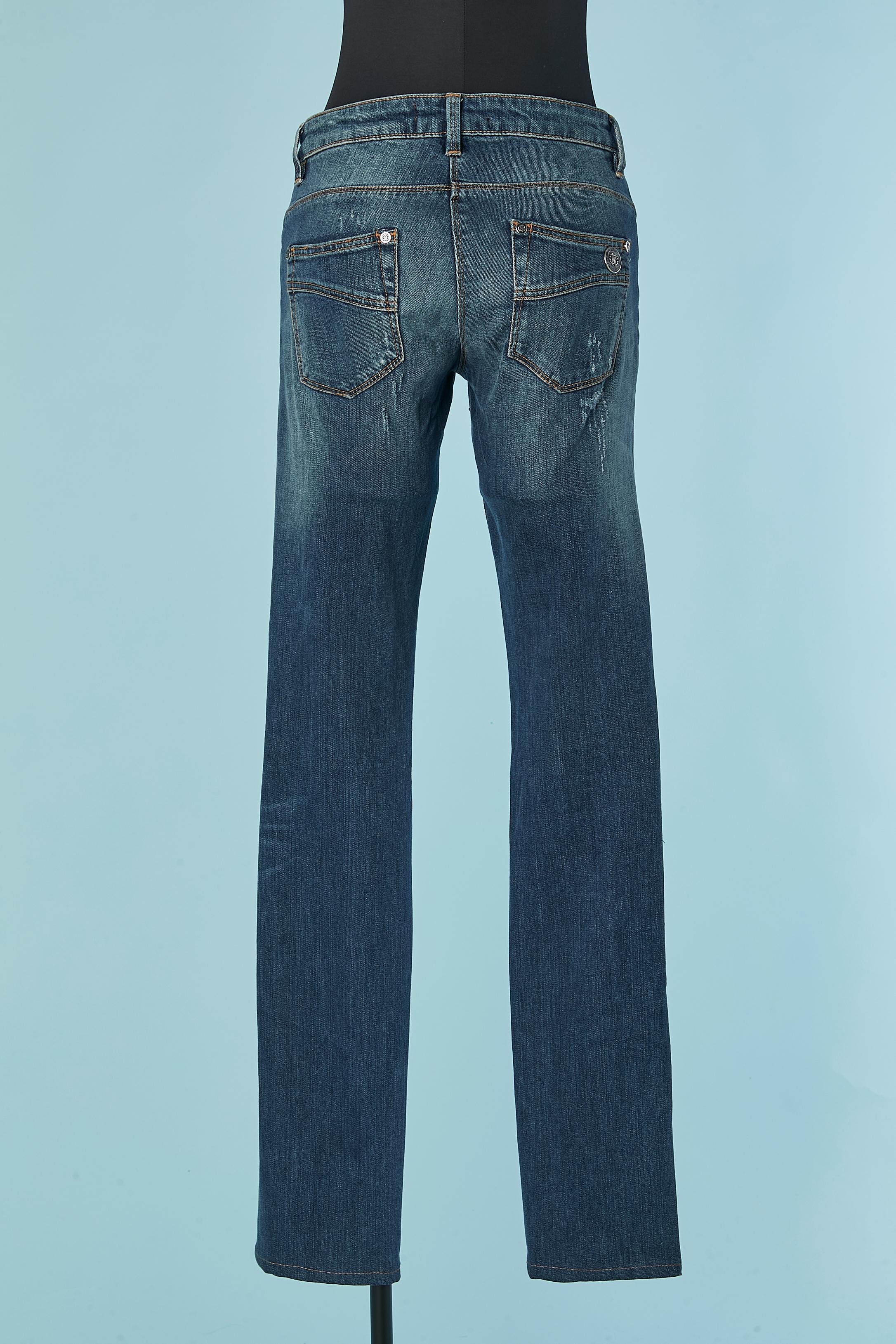 Denim-Jeans aus Denim mit Strassverzierung Roberto Cavalli im Angebot 1