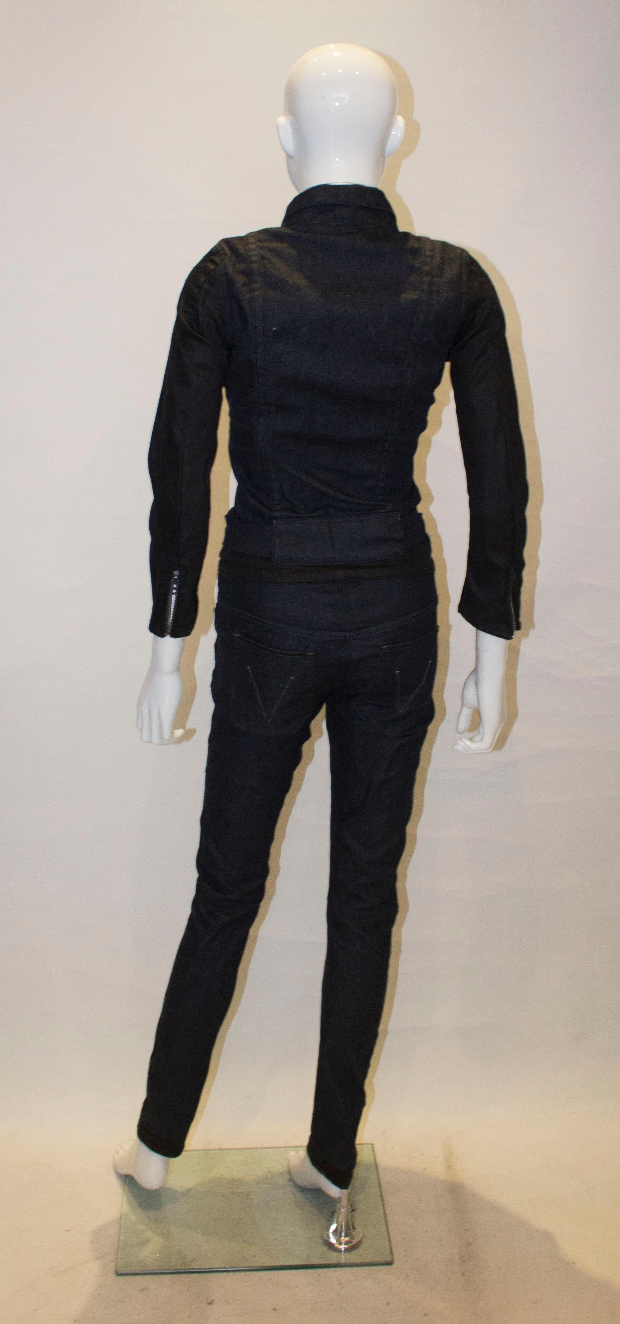 Black Denim Jumpsuit by Raw , G Star For Sale