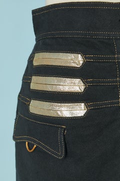 Denim mini-skirt with gold leather details FENDI