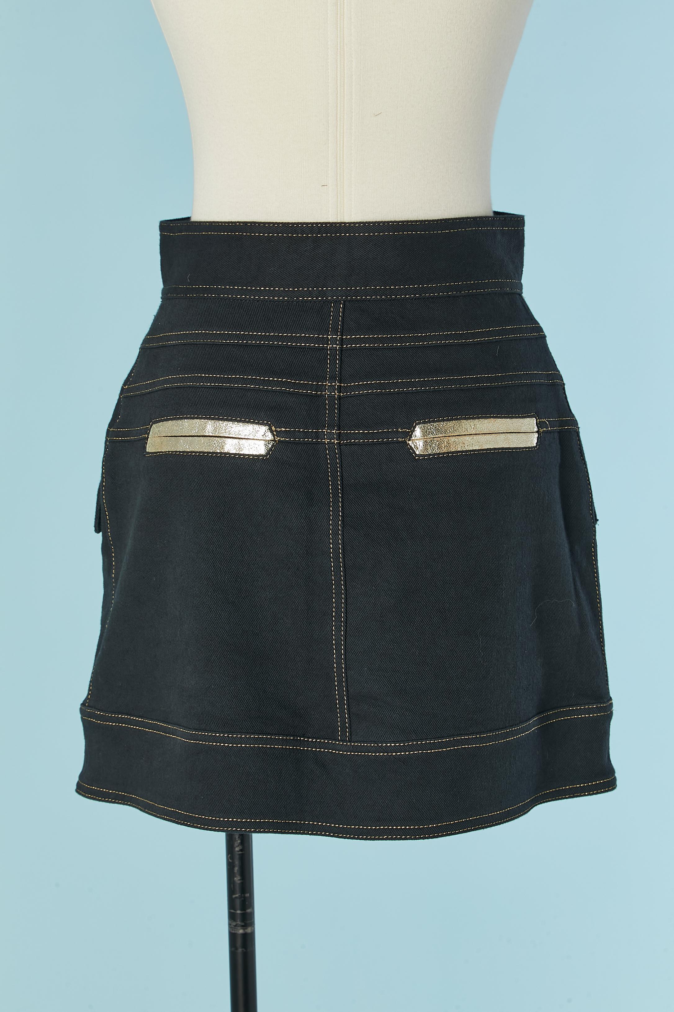 De las mujeres Denim mini-skirt with gold leather details FENDI en venta