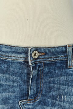 Denim mini skirt with raw edge and fringes D&G by Dolce & Gabbana