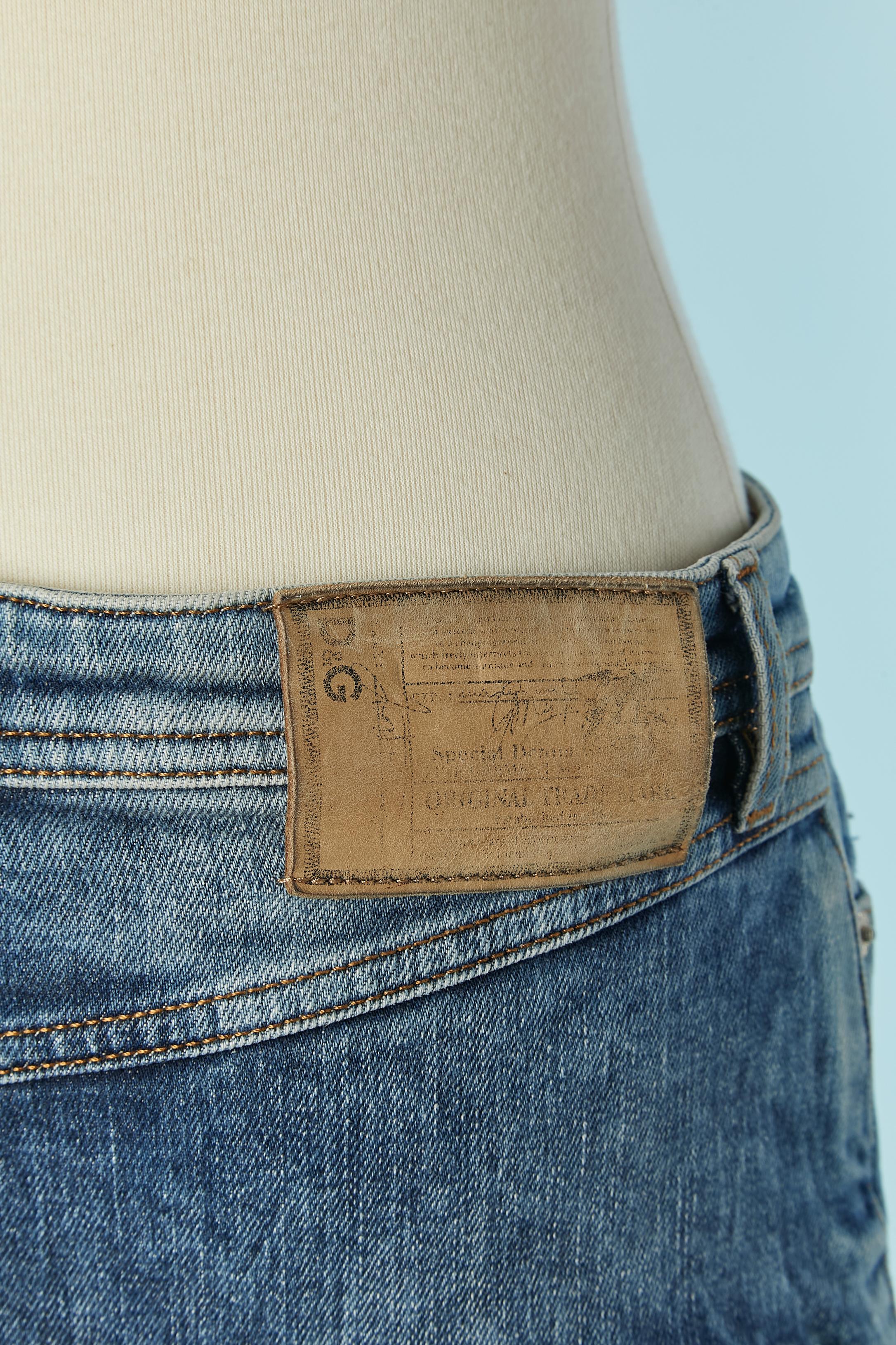 Denim mini skirt with raw edge and fringes D&G by Dolce & Gabbana For Sale 1