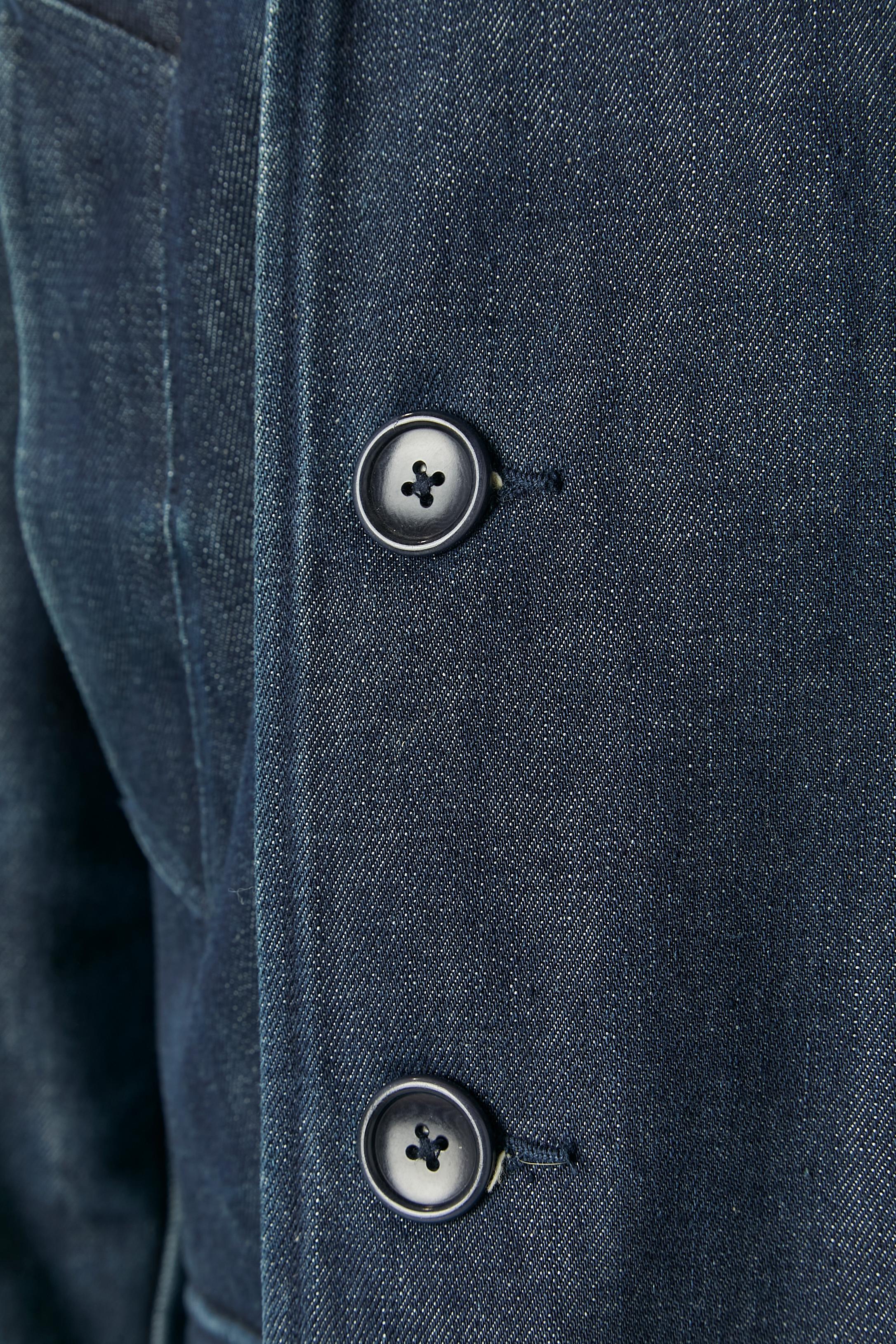 Black Denim quilted double breasted peacoat POLO RALPH LAUREN For Sale