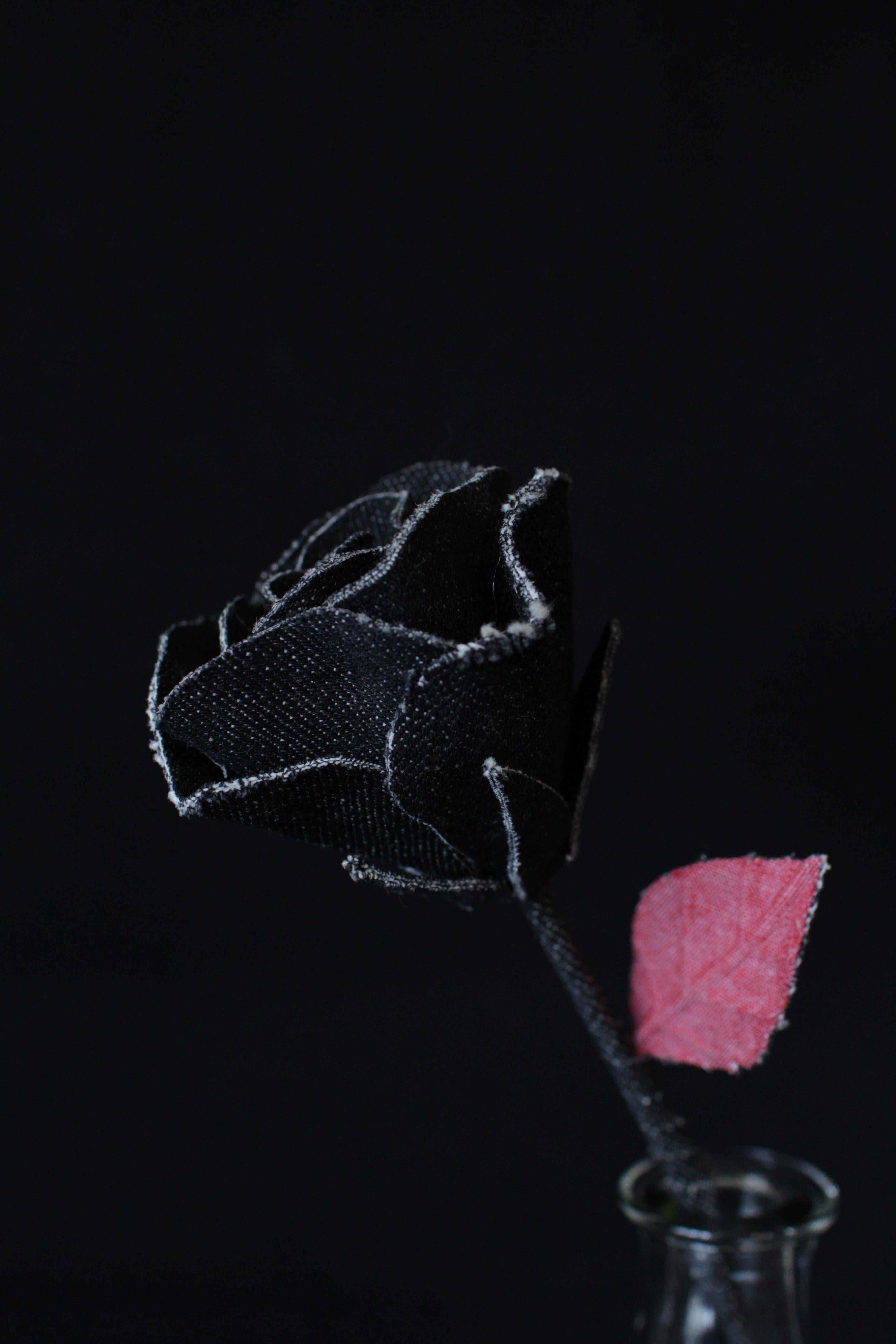 Hand-Crafted Denim Rose4 For Sale