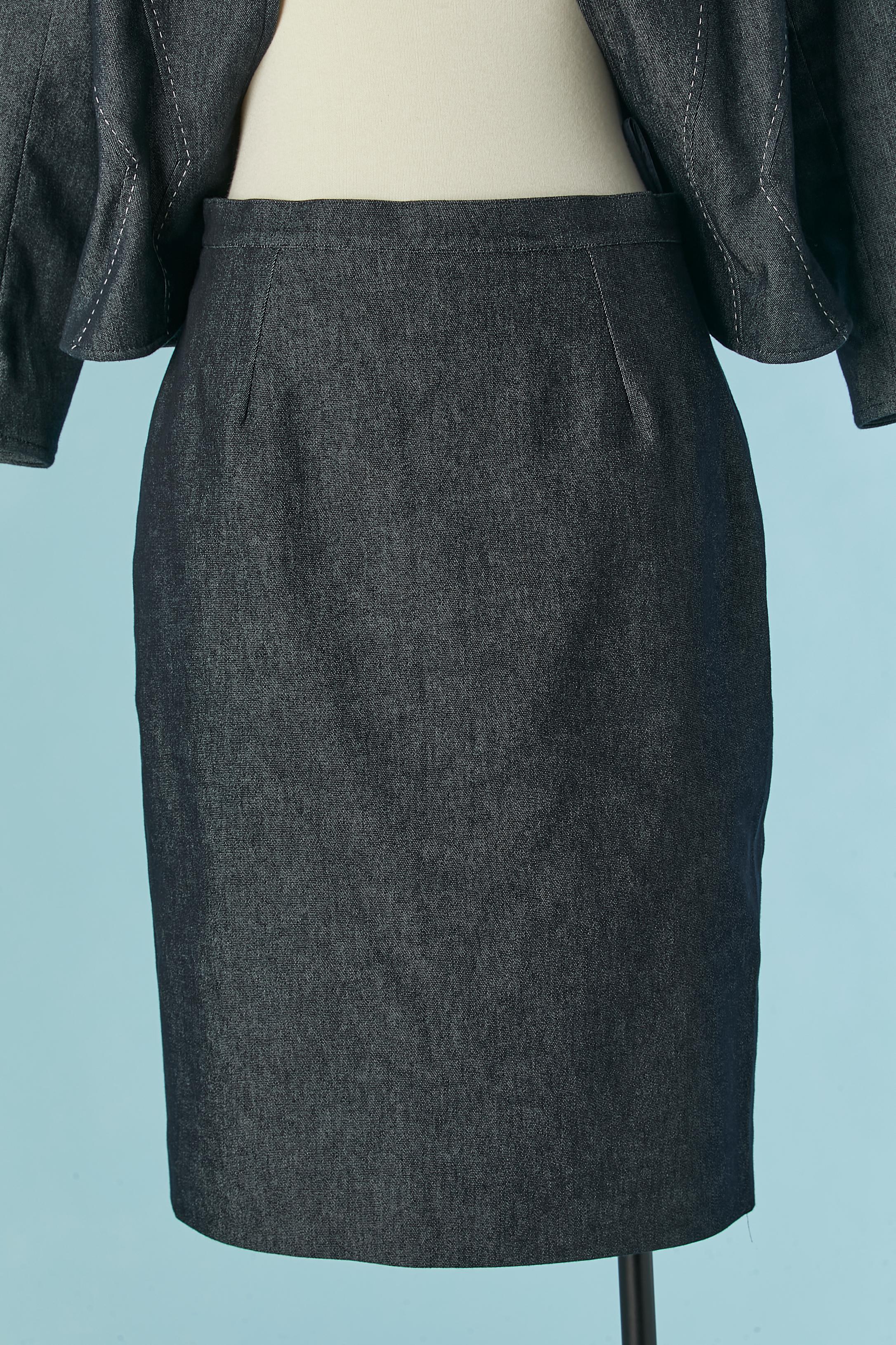 Denim skirt-suit with zip closure on the middle front MUGLER For Sale 1