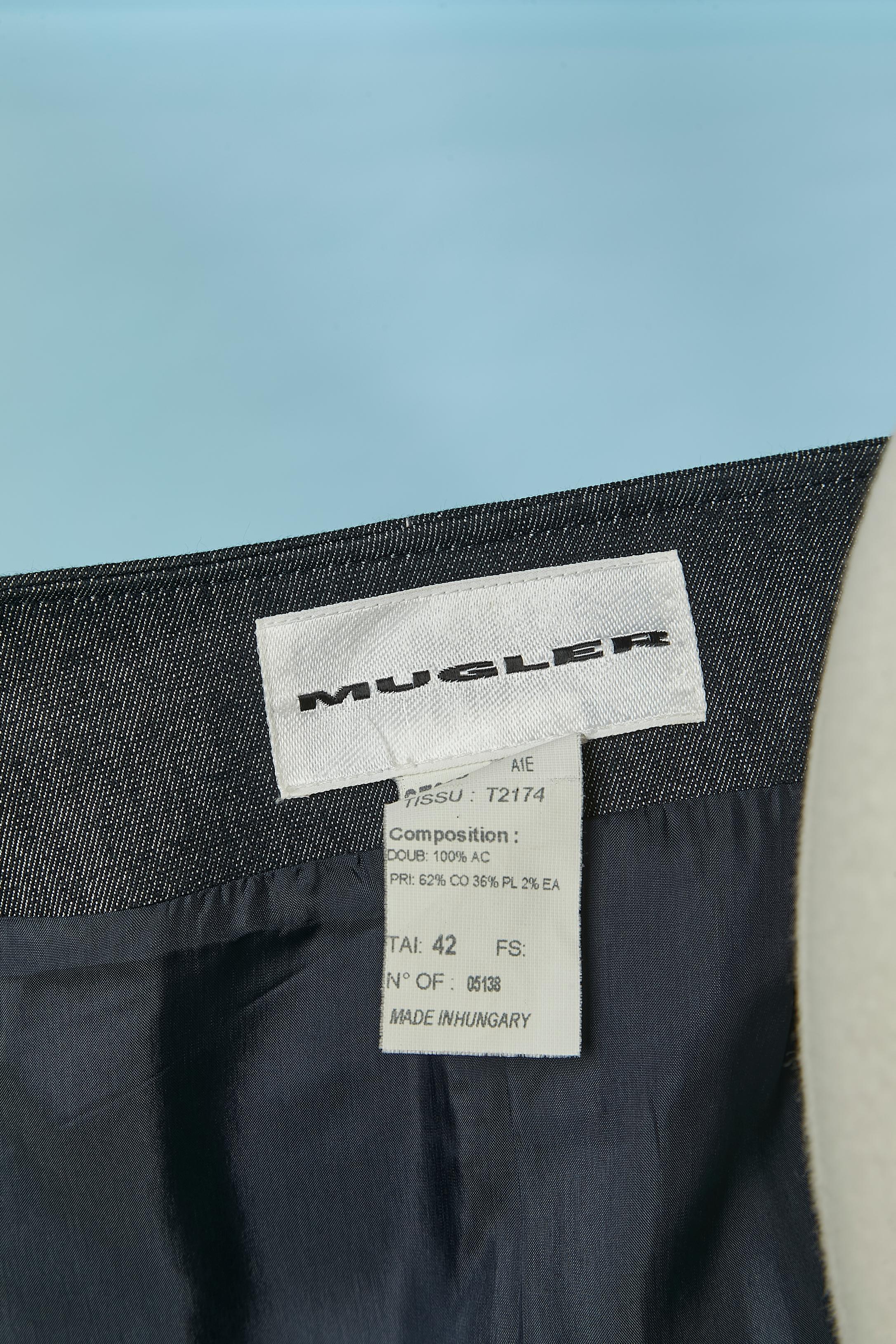 Denim skirt-suit with zip closure on the middle front MUGLER For Sale 2