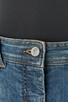 Denim skirt with orange star rhinestone on the pocket GALLIANO