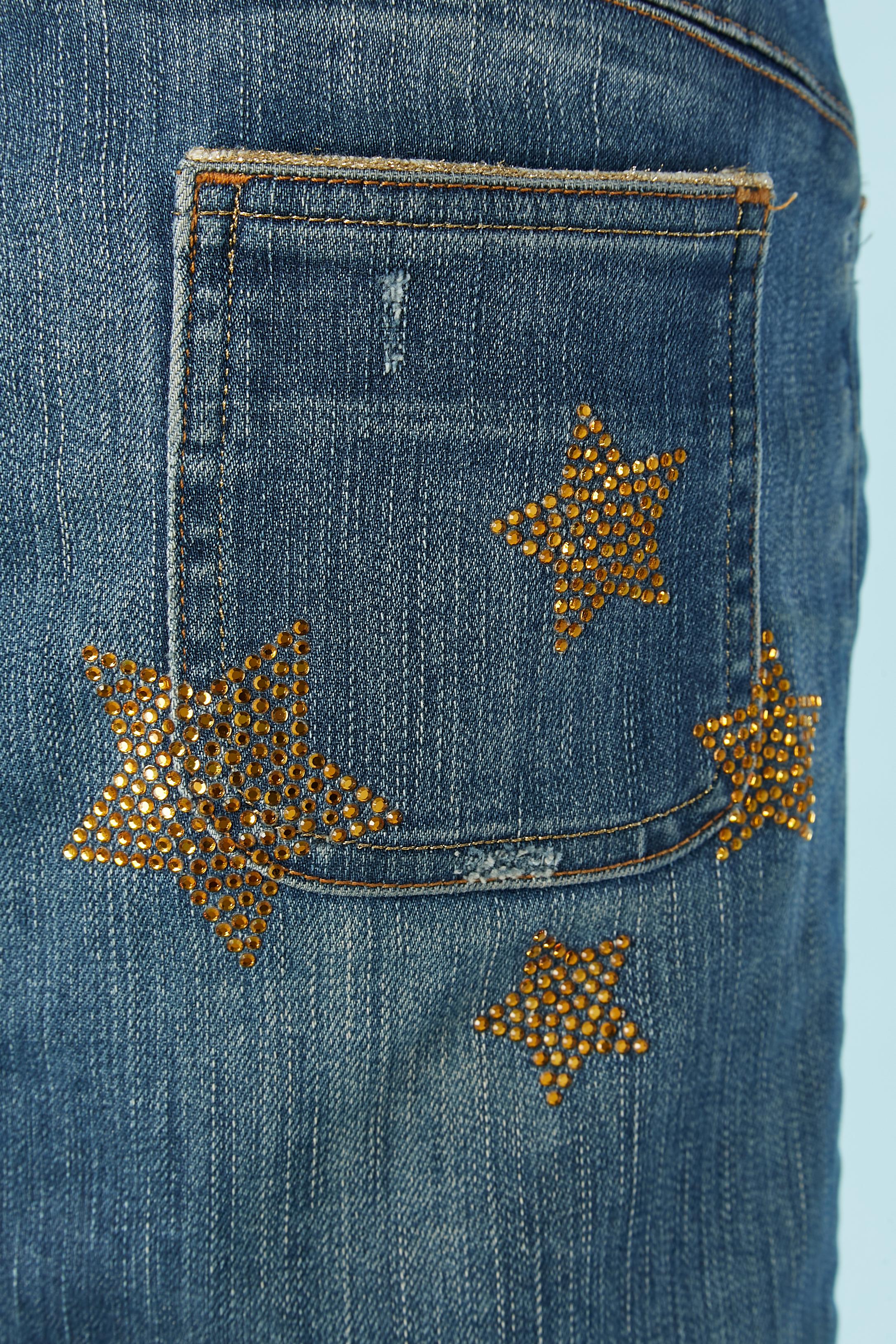 Denim-Rock aus Denim mit orangefarbenem Sternschliff auf der Tasche GALLIANO im Angebot 1