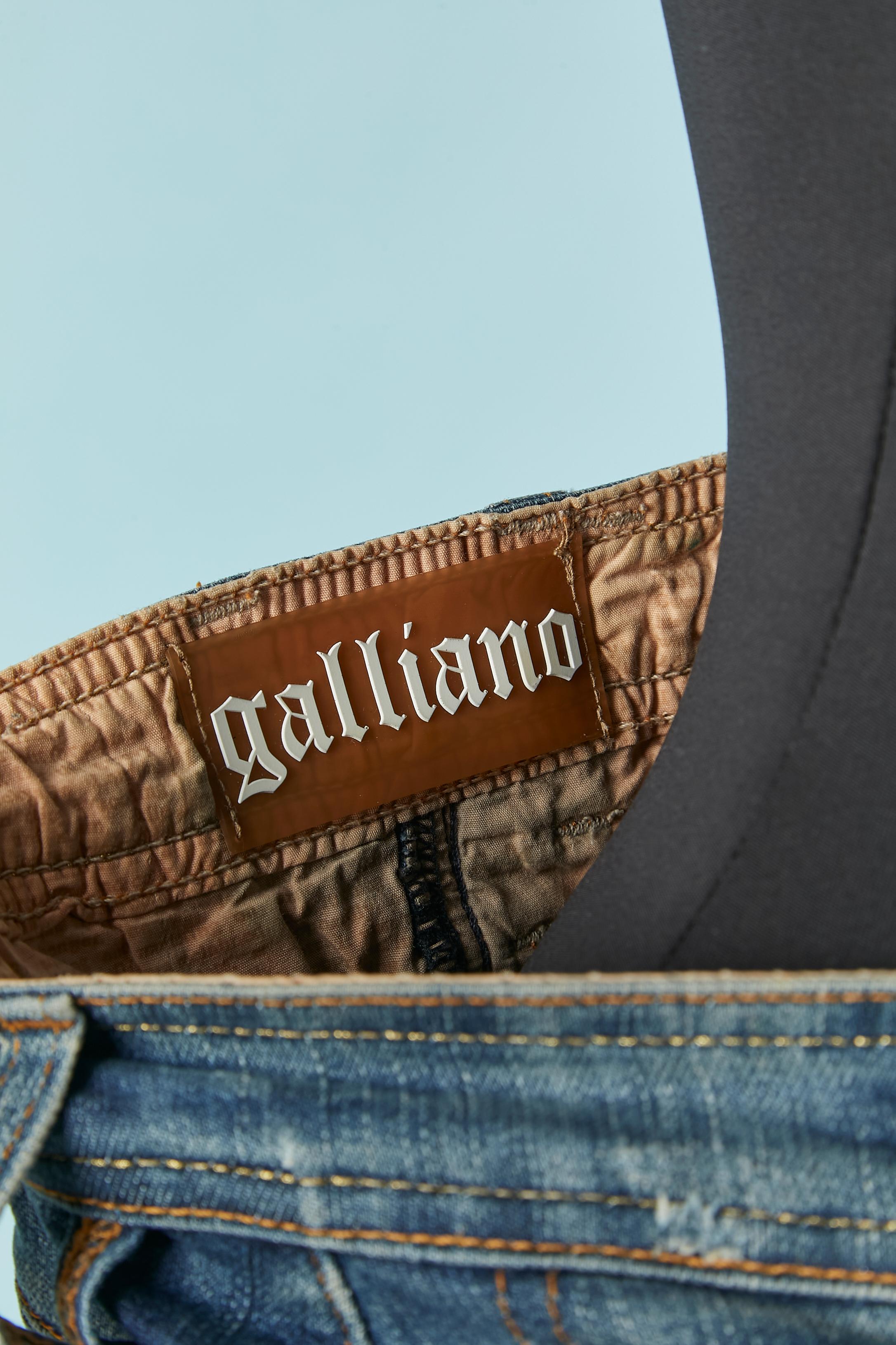 Denim-Rock aus Denim mit orangefarbenem Sternschliff auf der Tasche GALLIANO im Angebot 2