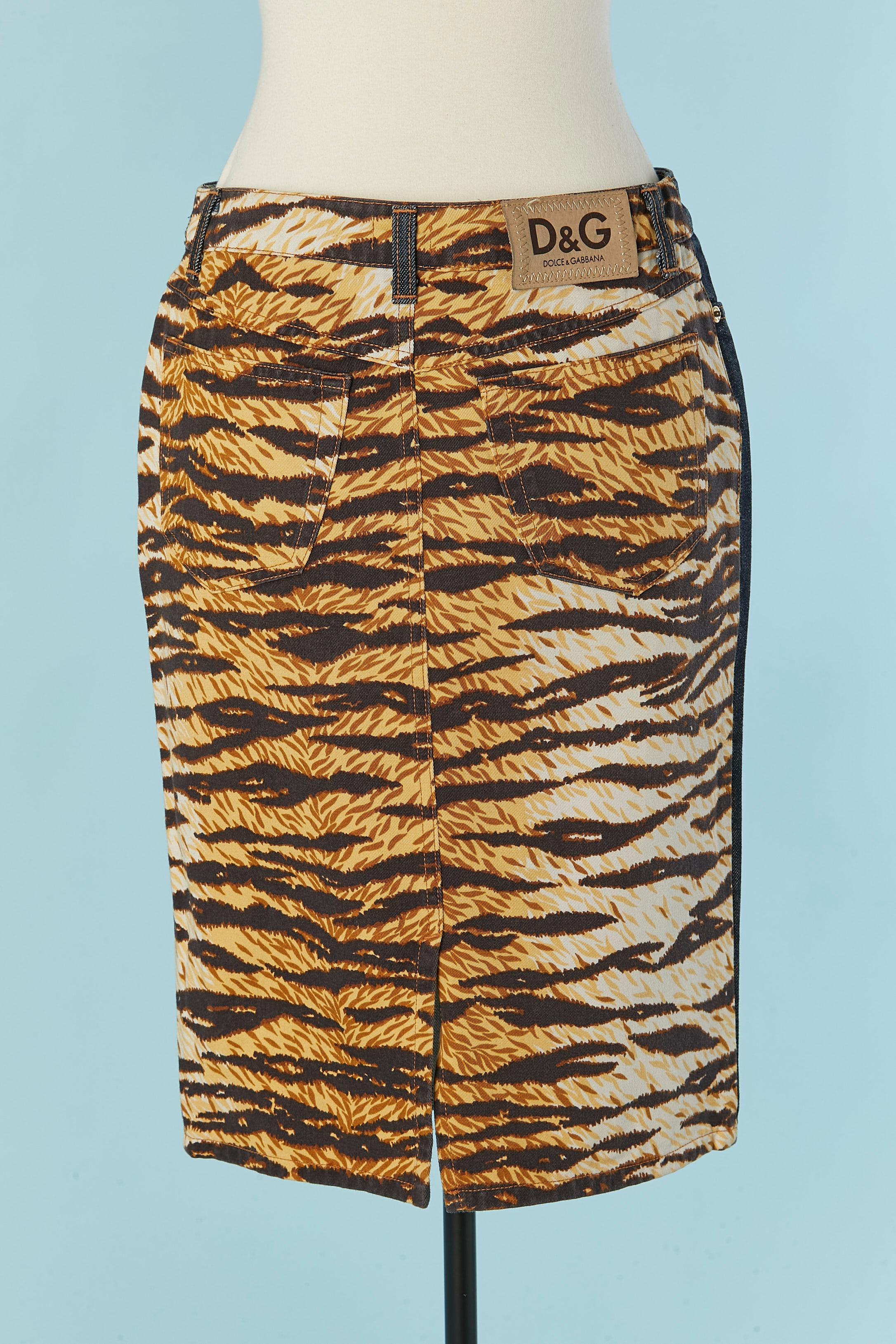 Jeansrock mit Leopardenmuster aus Baumwolle  zurück D&G by DOLCE & GABBANA Damen im Angebot