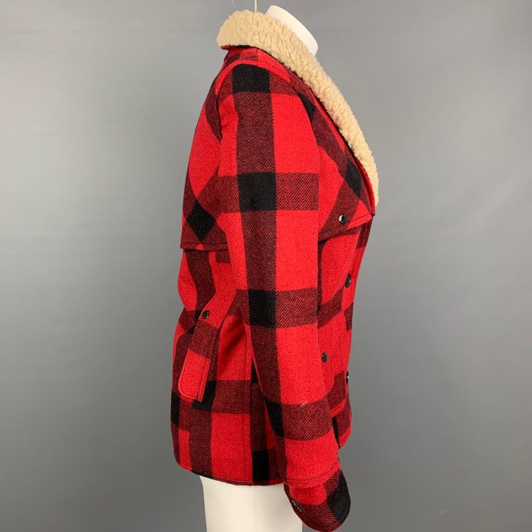 DENIM and SUPPLY by RALPH LAUREN Size XS Red and Black Plaid Wool / Acrylic  Jacket For Sale at 1stDibs