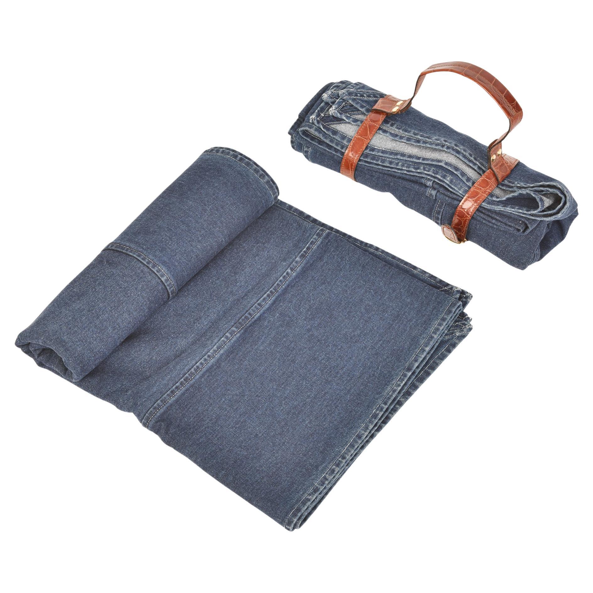 Nappe en denim avec sangle de nappe en vente