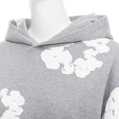 DENIM TEARS Wreath grey cotton white puffy print hoodie pullover S