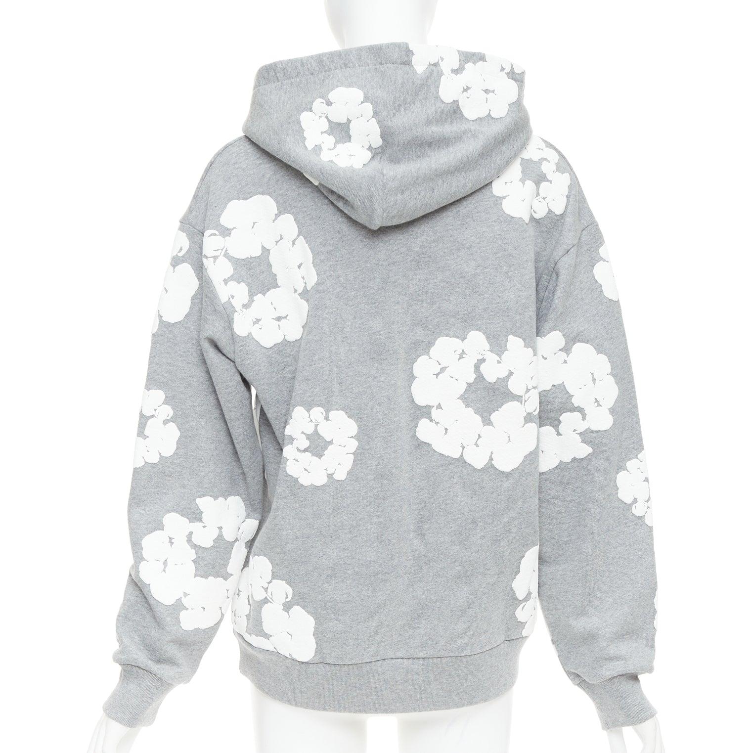 Donna DENIM TEARS Wreath felpa con cappuccio in cotone grigio e bianco S.S. White in vendita