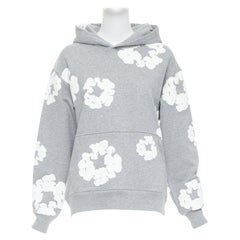 DENIM TEARS Wreath felpa con cappuccio in cotone grigio e bianco S.S. White