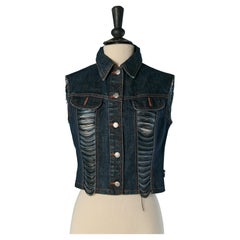 Denim vest with see-through thread fringes JEAN-PAUL GAULTIER JEANS