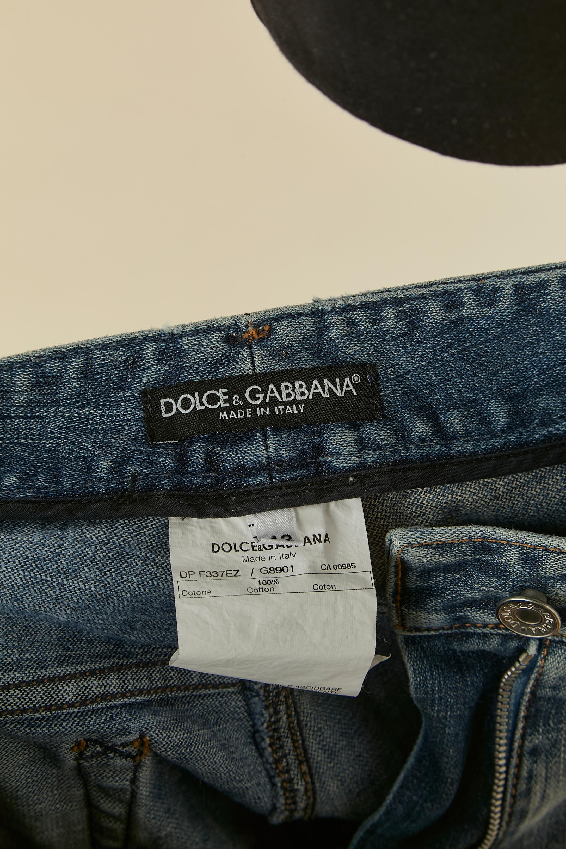 Denim with butterfly embroideries and stitches DOLCE  & GABBANA For Sale 5