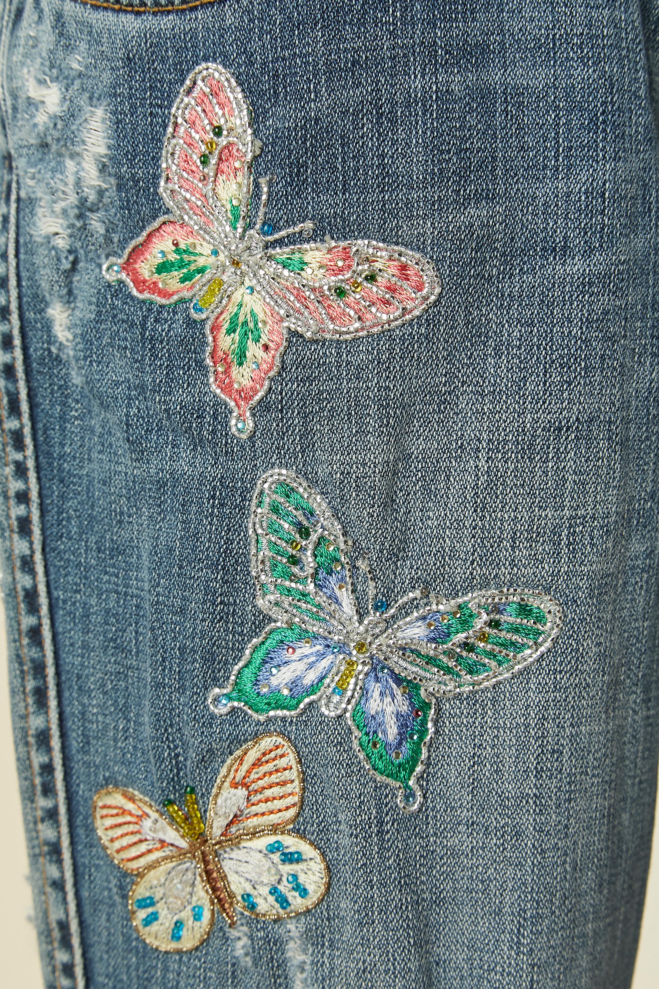 Women's or Men's Denim with butterfly embroideries and stitches DOLCE  & GABBANA For Sale