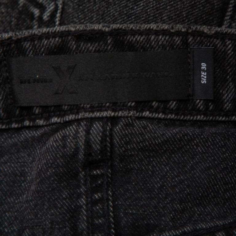 Black Denim X Alexander Wang Charcoal Grey Denim Distressed Frayed Hem Mini Skirt M For Sale