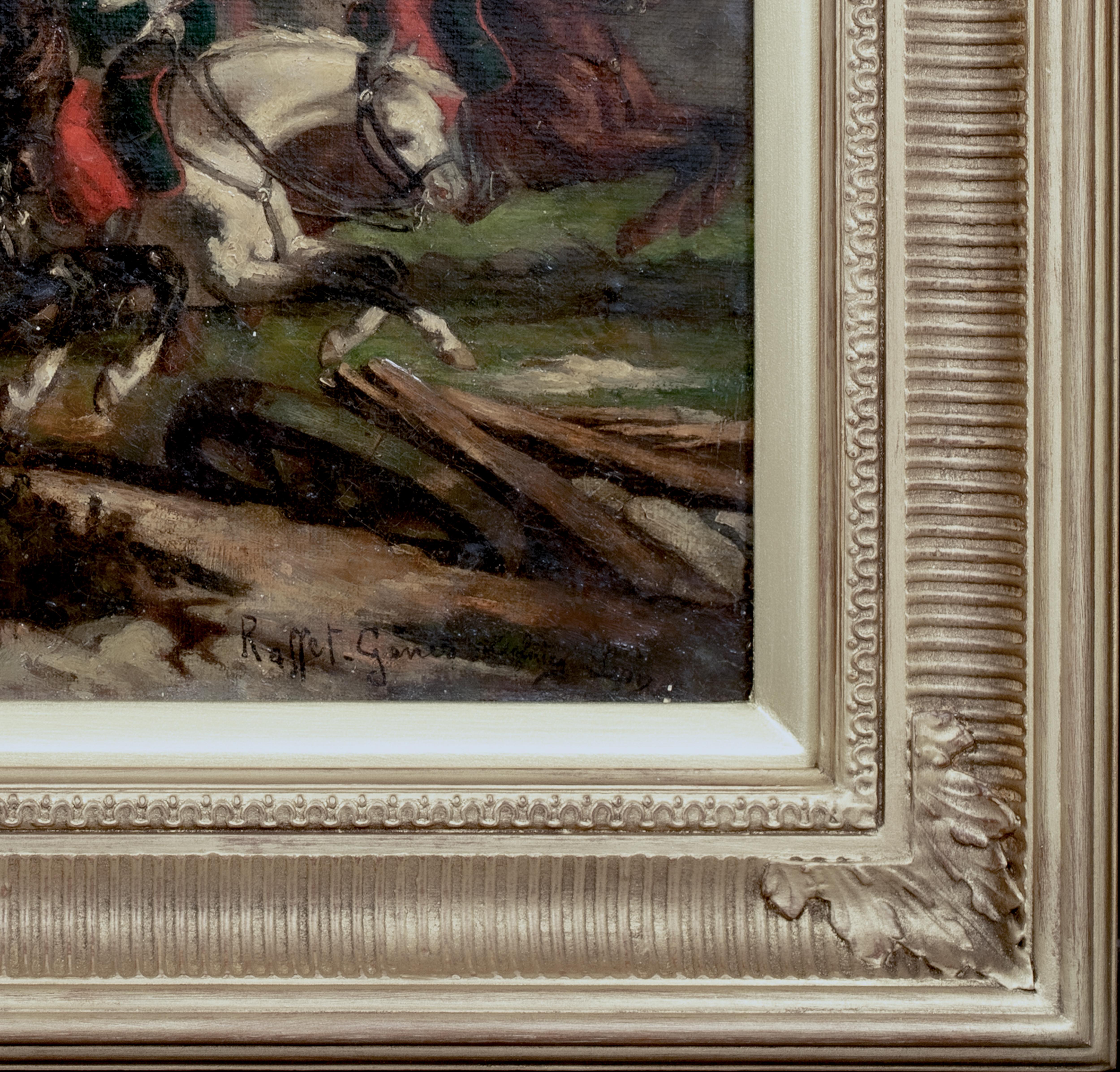 Charge des Cuirassiers lors de la bataille de Waterloo 19e siècle  - Marron Portrait Painting par Denis Auguste Marie Raffet
