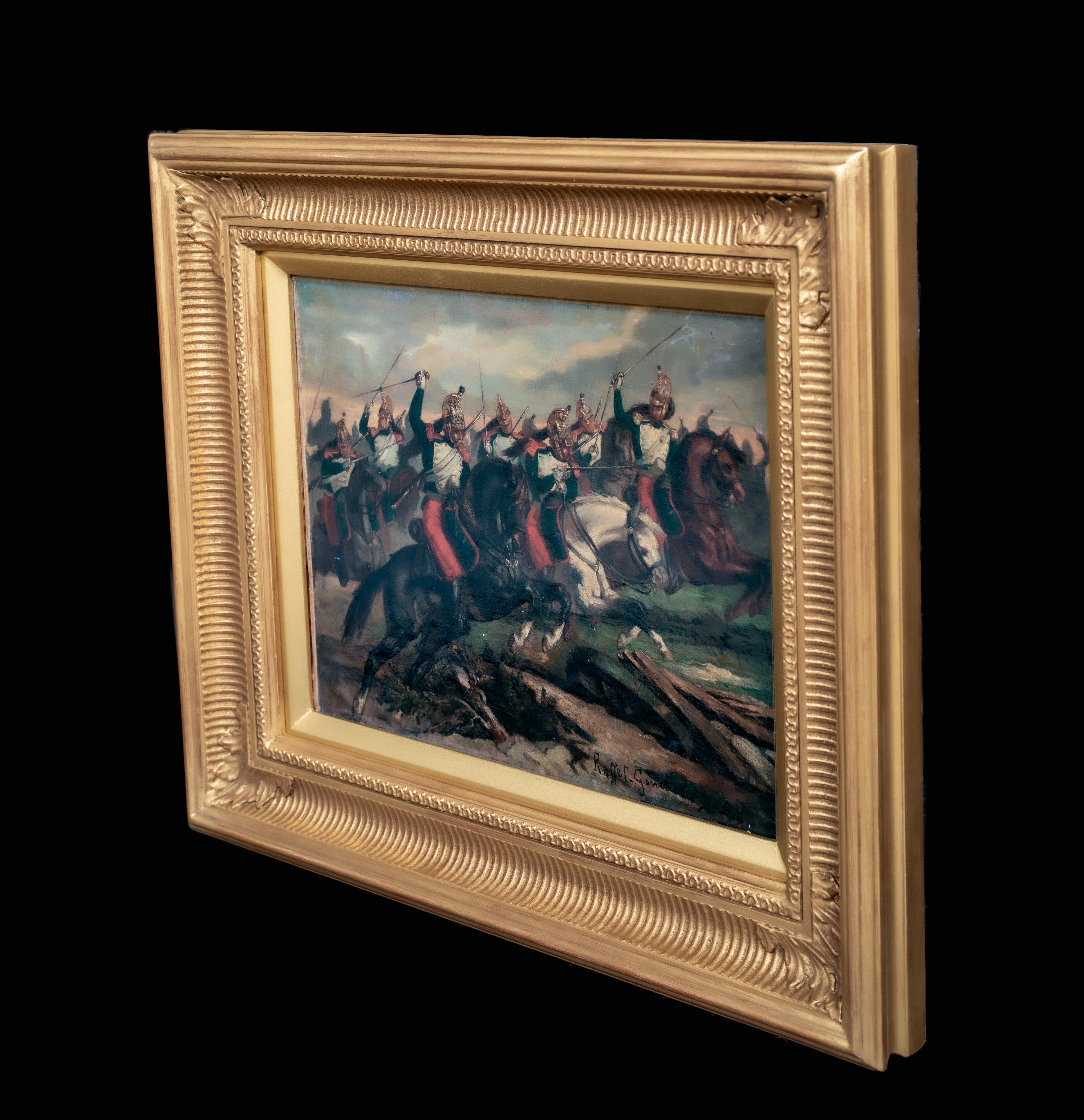 Charge Of the Cuirassiers At The Battle Of Waterloo 19th Century 

by AUGUSTE RAFFET (1804-1860) similar to $15,000

19th Century French scene of Napoleons Cuirassiers charging at the Battle Of Waterloo, oil on canvas by Auguste Raffet. Excellent