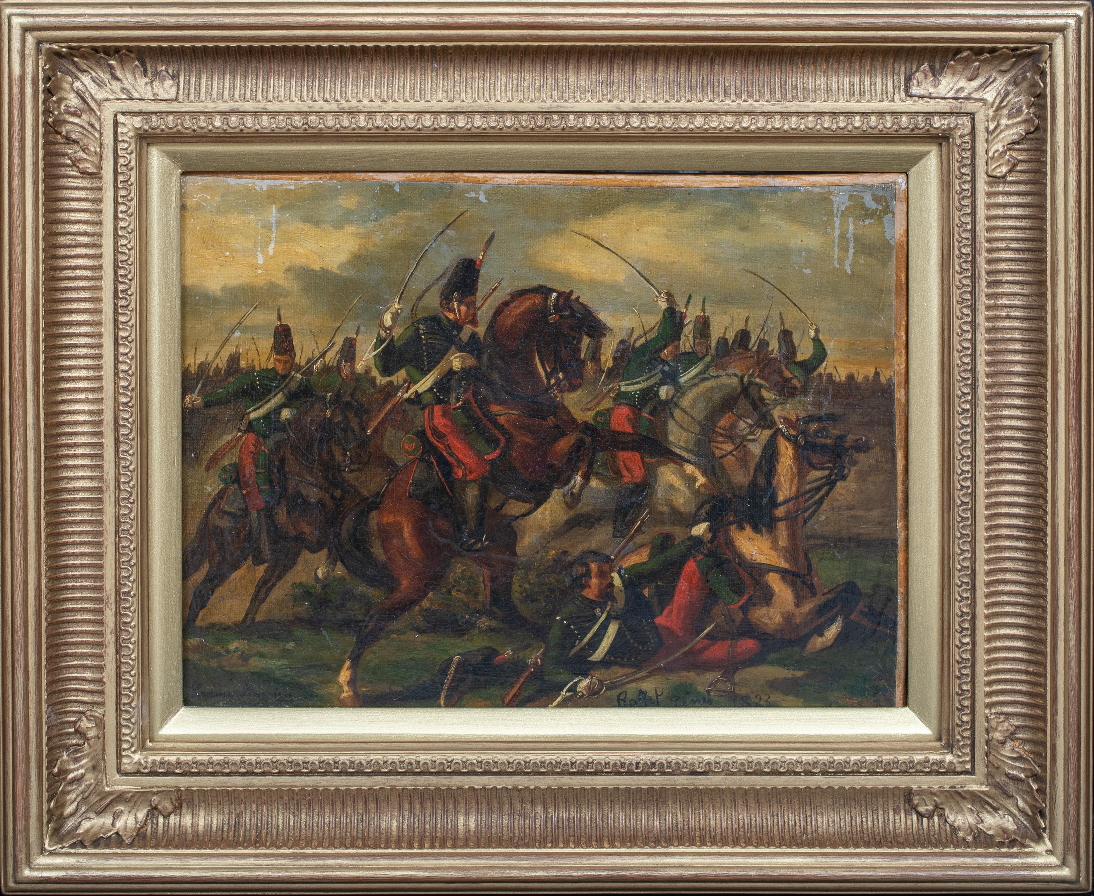 Denis Auguste Marie Raffet Portrait Painting - Charge Of the French Hussars At The Battle Of Waterloo 19th Century   