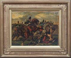 Antique Charge Of the French Hussars At The Battle Of Waterloo 19th Century   