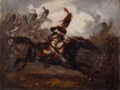 Antique Denis Auguste Raffet (1804-1860)  A charging Hussar, oil on canvas