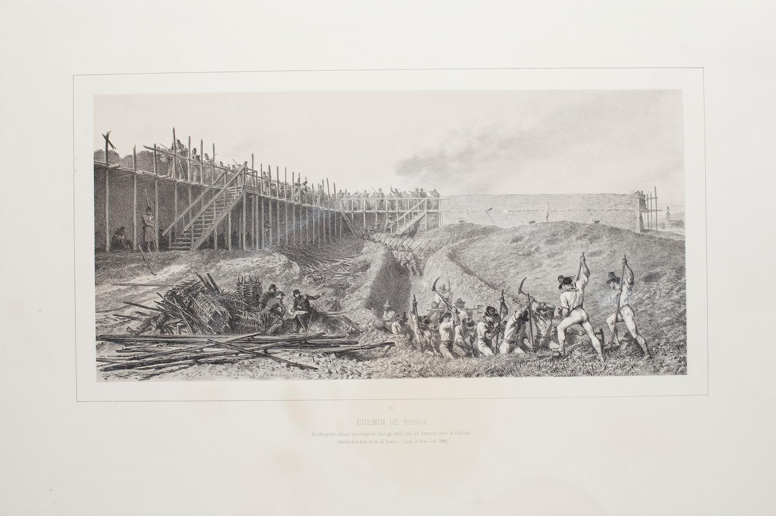 Battle Scene - Original Lithograph by Auguste Raffet - 1859 - Print by Denis Auguste Marie Raffet