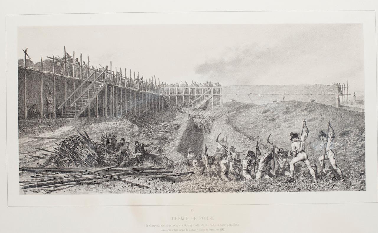 Denis Auguste Marie Raffet Figurative Print - Battle Scene - Original Lithograph by Auguste Raffet - 1859