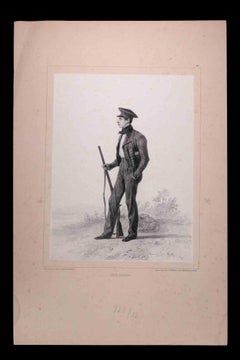 Antique Louis Rousseau - Original Lithography by Denis Auguste Marie Raffet - 1848