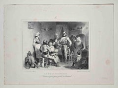 Le beau chanteur - Lithographie originale de Denis Auguste Marie Raffet - 1832