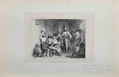 Antique The Beautiful Singer - Original Lithography by Denis Auguste Marie Raffet - 1832