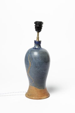 Denis Avonts Blue 20th Century Ceramic Table Lamp French Lighting Design