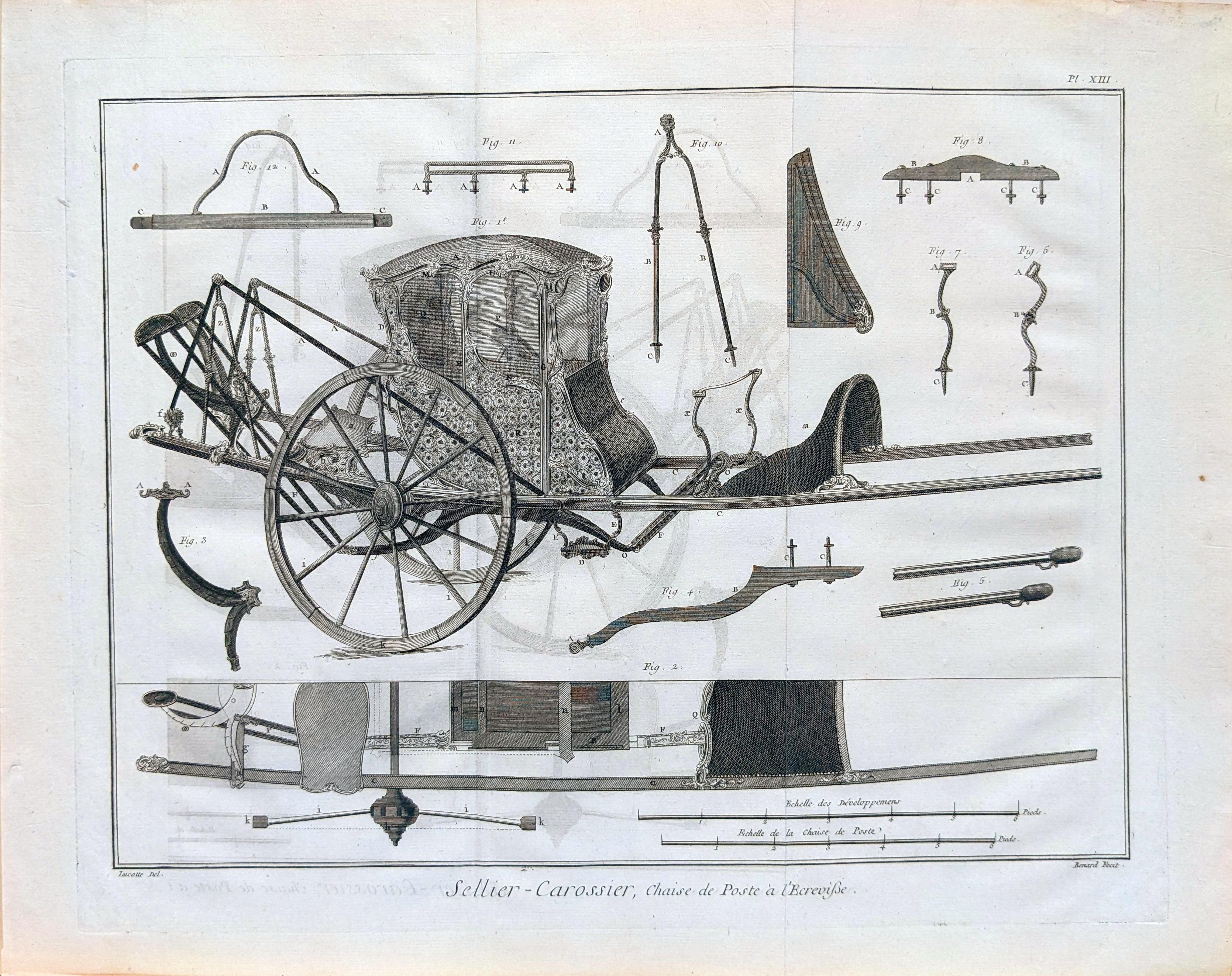 Denis Diderot Print - Carriage engraving from the Encyclopedie ( Sellier Carossier )